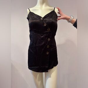 Strappy Black satin romper